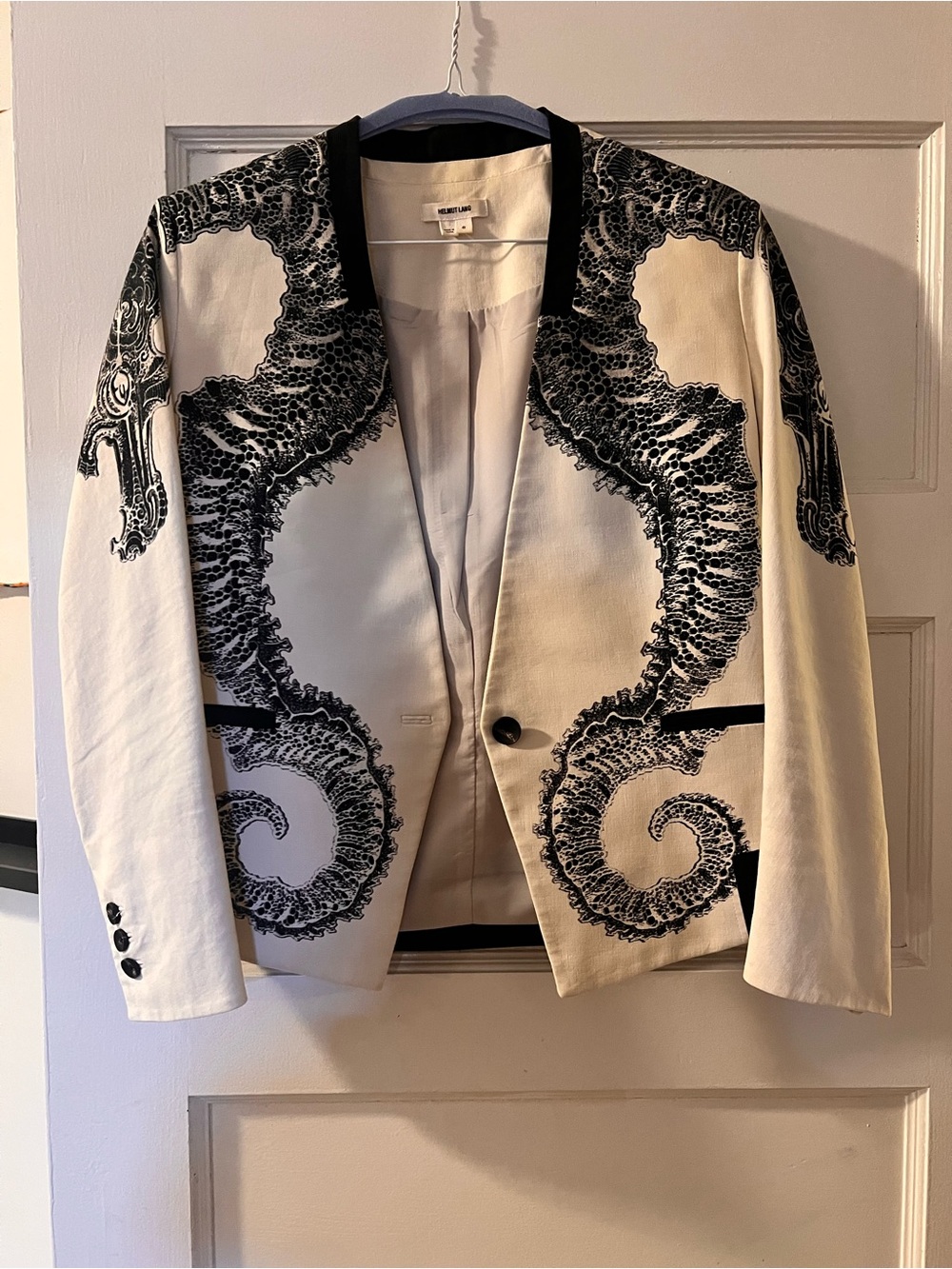 Helmut Lang Black and White Printed Blazer